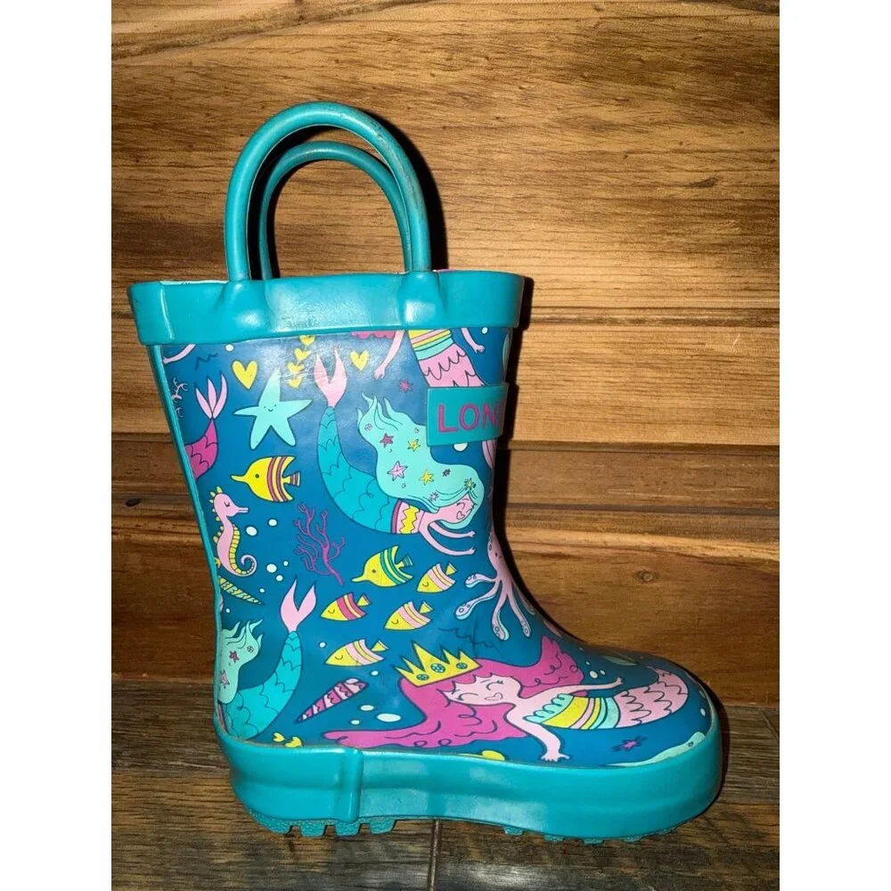 Lone Cone Mermaids Kids Rain Boots‎ Size 4